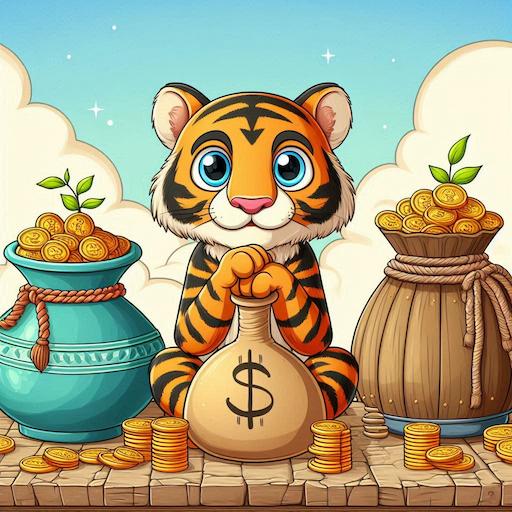 A tiger collecting coins