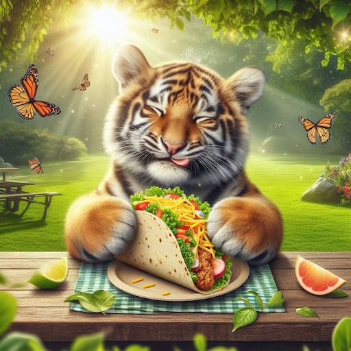 A tiger enjoying a taco